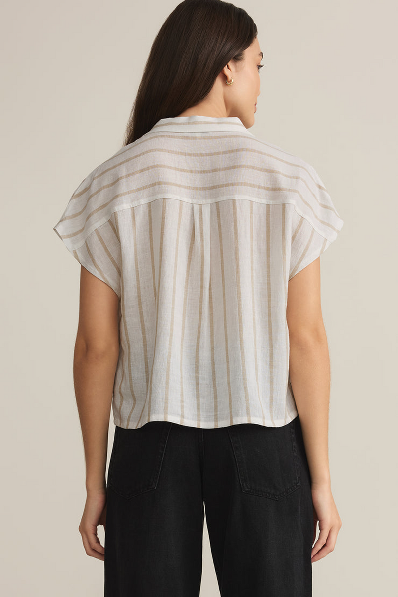 Gray Parallel Button Down Top Top