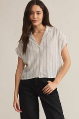 Gray Parallel Button Down Top Top