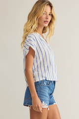 Light Gray Parallel Button Down Top Top