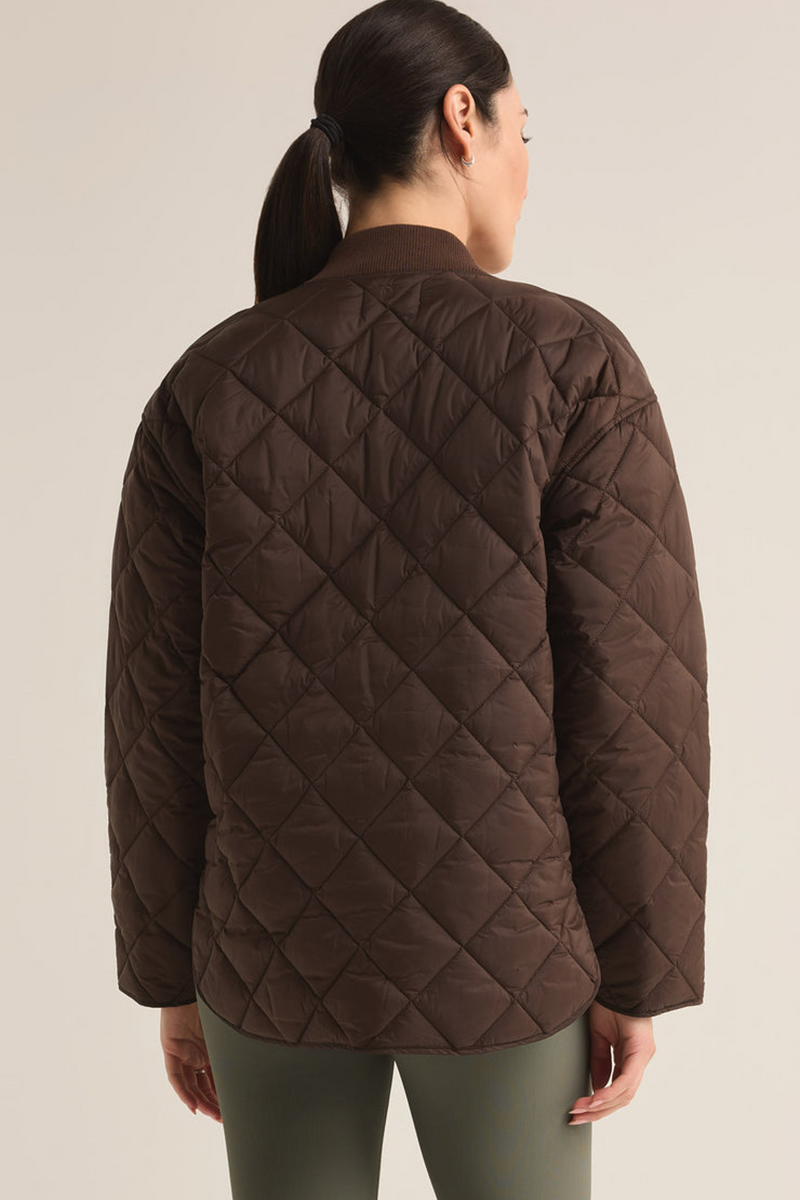 Dark Slate Gray Sunrise Quilted Bomber Jacket Jacket