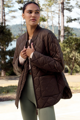 Light Gray Sunrise Quilted Bomber Jacket Jacket