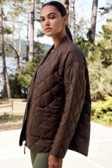 Light Gray Sunrise Quilted Bomber Jacket Jacket