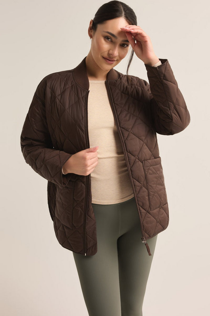 Dark Slate Gray Sunrise Quilted Bomber Jacket Jacket