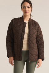 Light Gray Sunrise Quilted Bomber Jacket Jacket