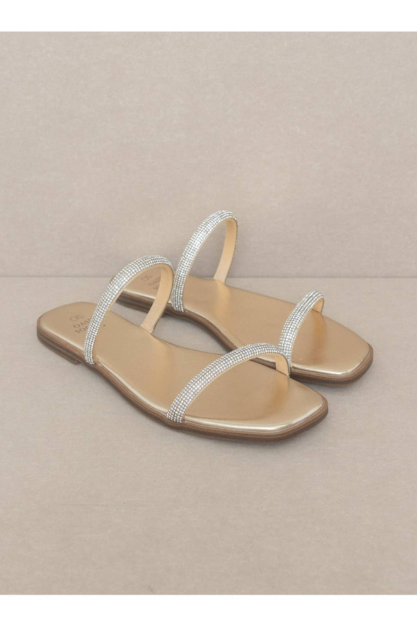 Gray Lucy Strappy Sandal | Metallic Gold Sandals