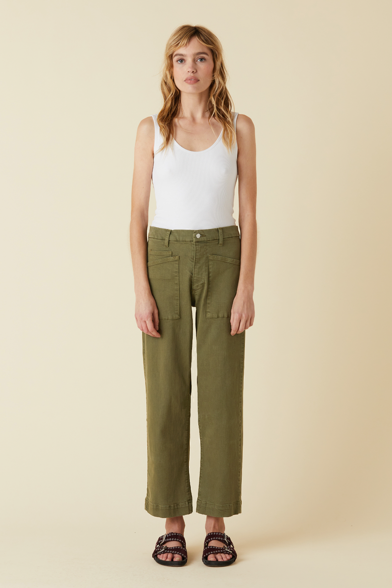 Wheat Colette Patch Pocket Trouser | Army Green Pant