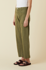 Light Gray Colette Patch Pocket Trouser | Army Green Pant