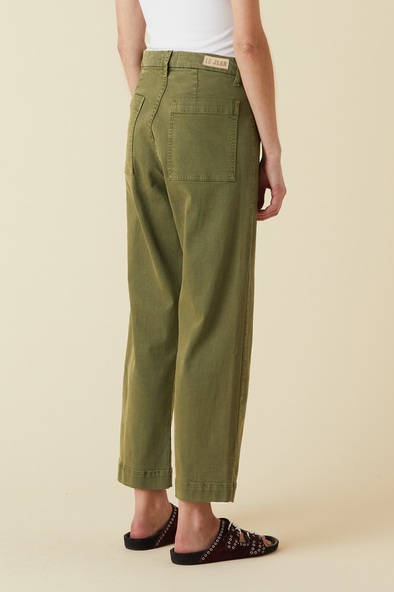 Light Gray Colette Patch Pocket Trouser | Army Green Pant