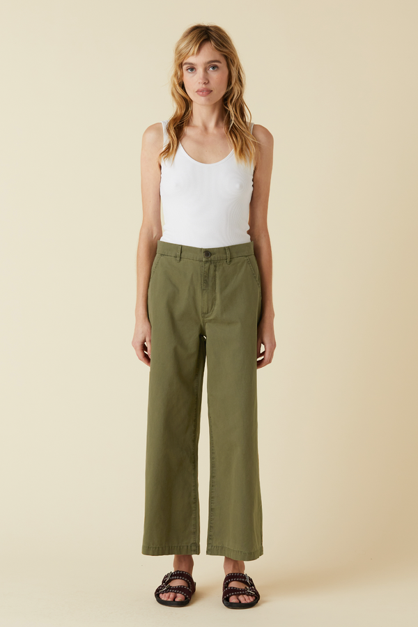 Wheat Jude Ankle Trouser - Olive Green trousers