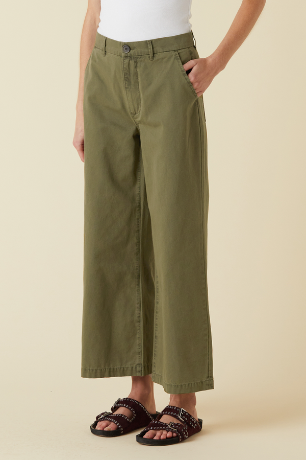 Light Gray Jude Ankle Trouser - Olive Green trousers