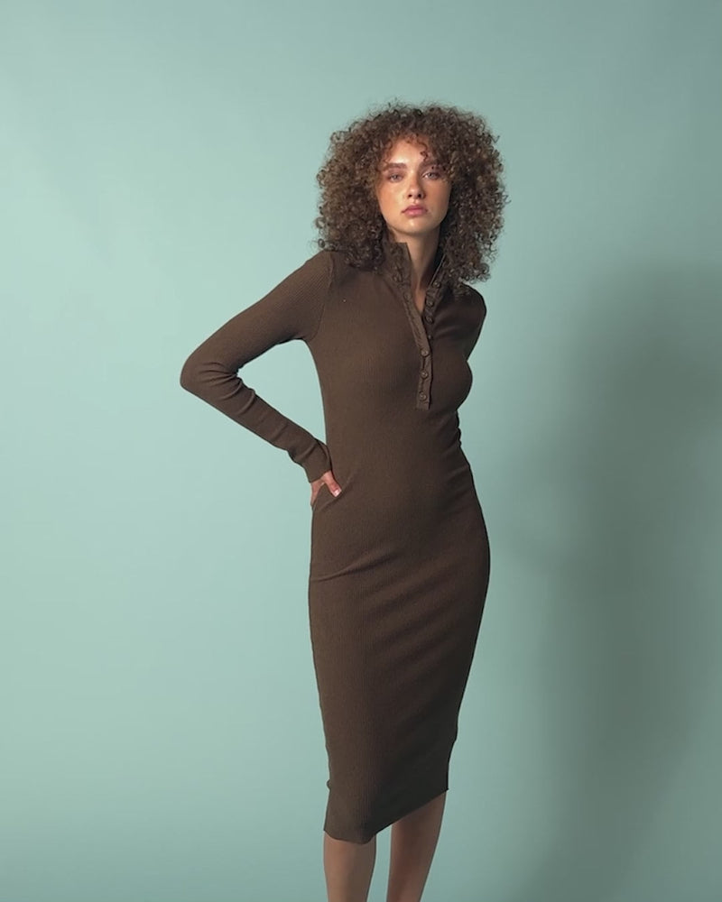 Dark Gray Phoebe Turtleneck Dress Midi Dress