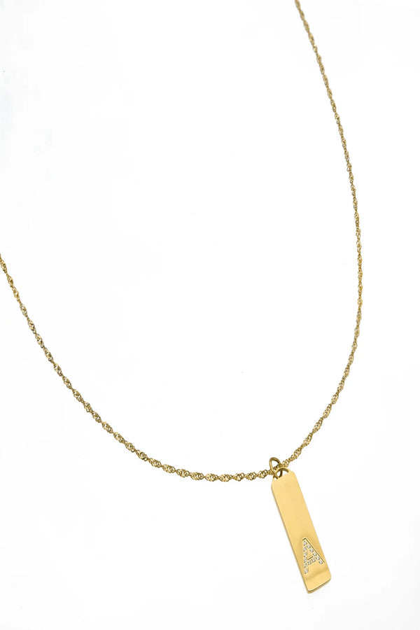 White Smoke Initial Bar Necklace Necklace