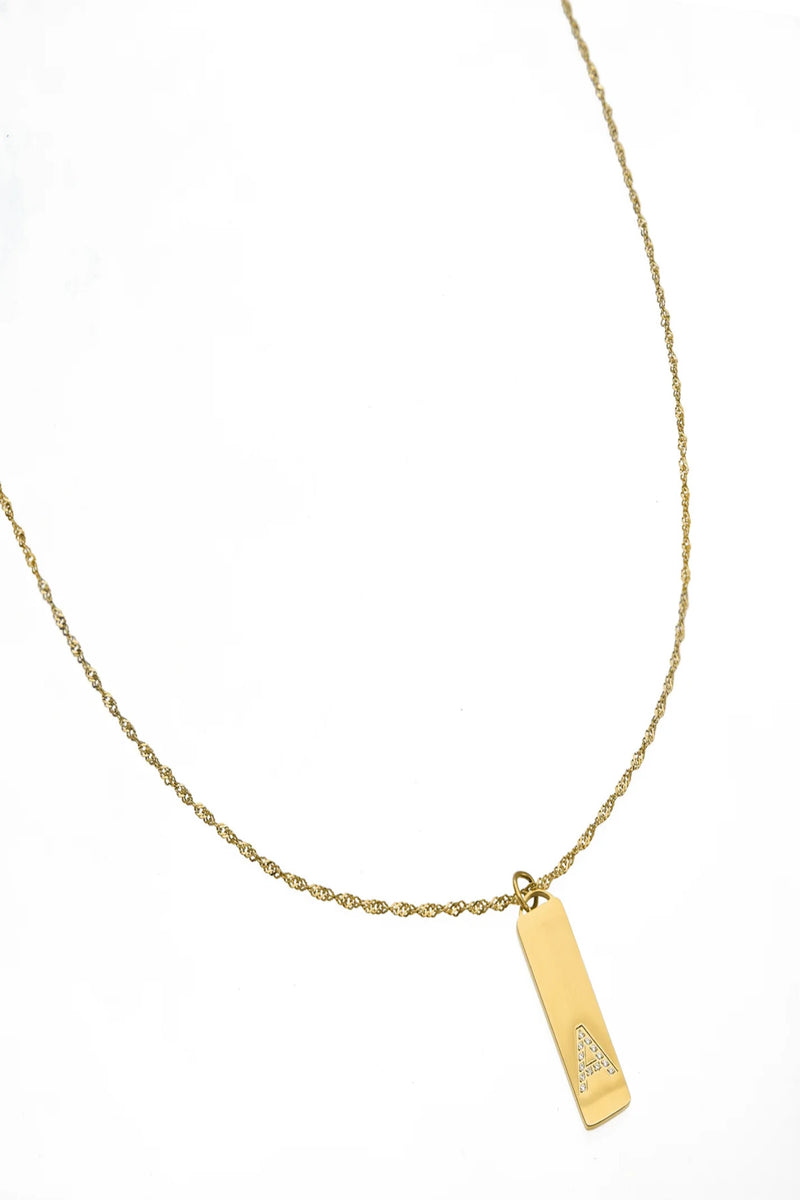 White Smoke Initial Bar Necklace Necklace