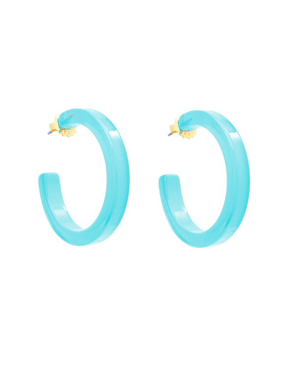 Sky Blue Courtney Medium Resin Hoop Earring