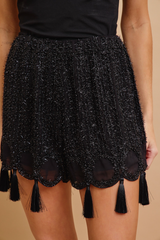 Black New Year, New Tassel Shorts Short