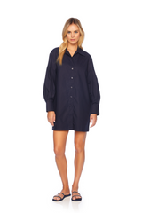 Dark Salmon Poplin Button Down Shirt Dress Mini Dress