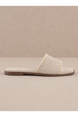 Tan Emmie Border Stitch Sandal | Light Grey