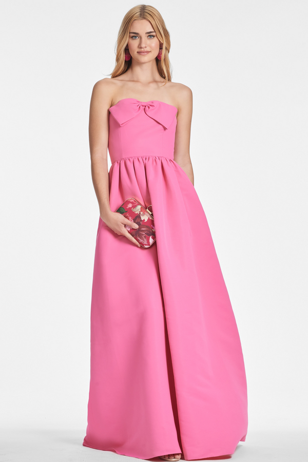 White Smoke Isabeau Strapless Gown | Shocking Pink Formal Dress