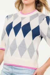 Light Gray Vaughn Argyle Sweater Top Top