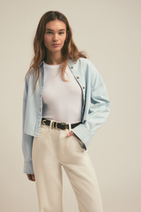 Gray The Cropped Ex-Boyfriend Shirt in Sierra Crop Top