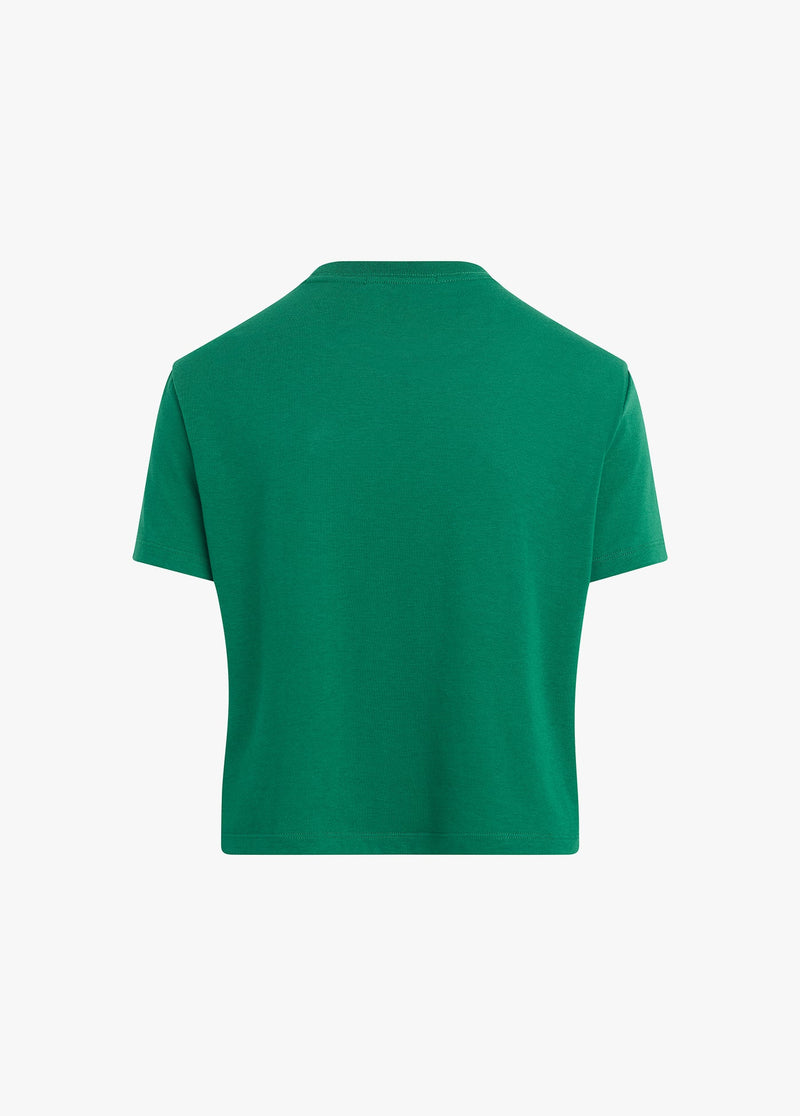 Sea Green The Cropped Collegiate Tee | Emerald T Shirt