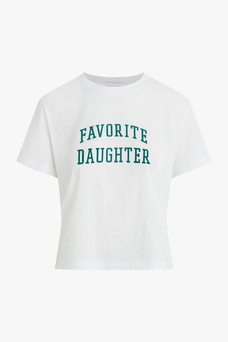 White Smoke The Cropped Collegiate Tee | Favorite Daughter T Shirt