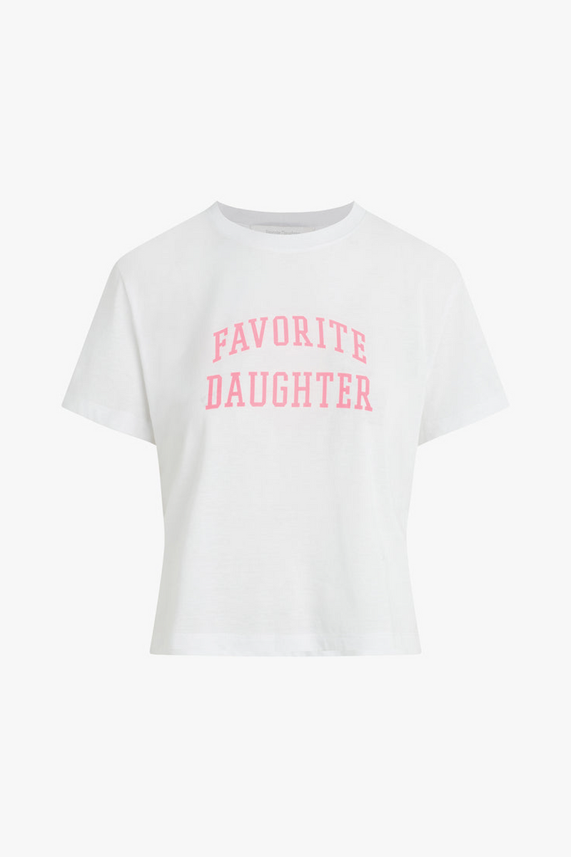 White Smoke The Cropped Collegiate Tee | Favorite Daughter T Shirt