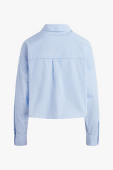 Lavender The Cropped Ex-Boyfriend Shirt in Blue/White Stripe Crop Top