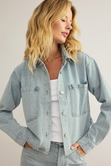 Gray All Day Cropped Denim Jacket Jacket