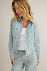 Gray All Day Cropped Denim Jacket Jacket