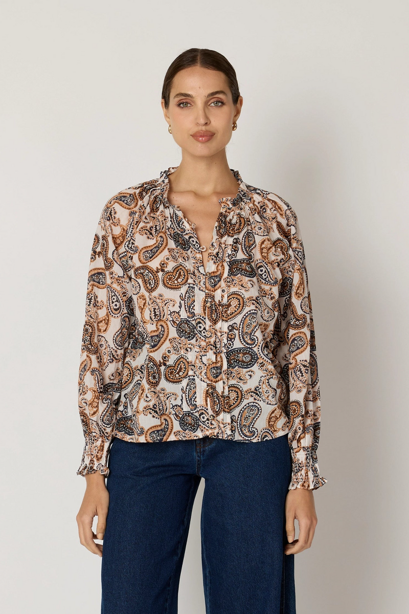 Gray Ivy Blouse in Nutmeg Paisley Top