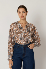 Gray Ivy Blouse in Nutmeg Paisley Top