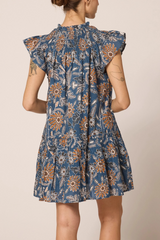 Light Gray Lydia Mini Dress in Magnolia Floral Print Mini Dress