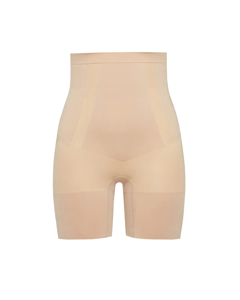 Spanx Oncore high-waisted mid-thigh super firm contouring short in beige