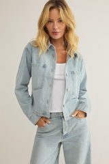 Gray All Day Cropped Denim Jacket Jacket