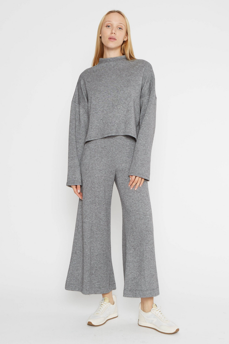 Lavender Sweater Knit Wide Leg Pant- Cropped Pant