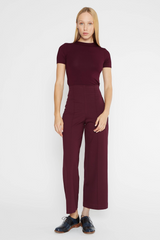 Lavender Ponte Knit Straight Leg Pant: Cropped Pant