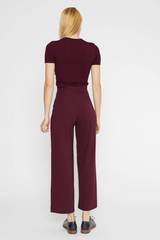 Lavender Ponte Knit Straight Leg Pant: Cropped Pant