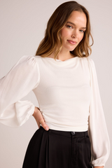 Light Gray Ruched Waist Flowy Sleeve Top Top