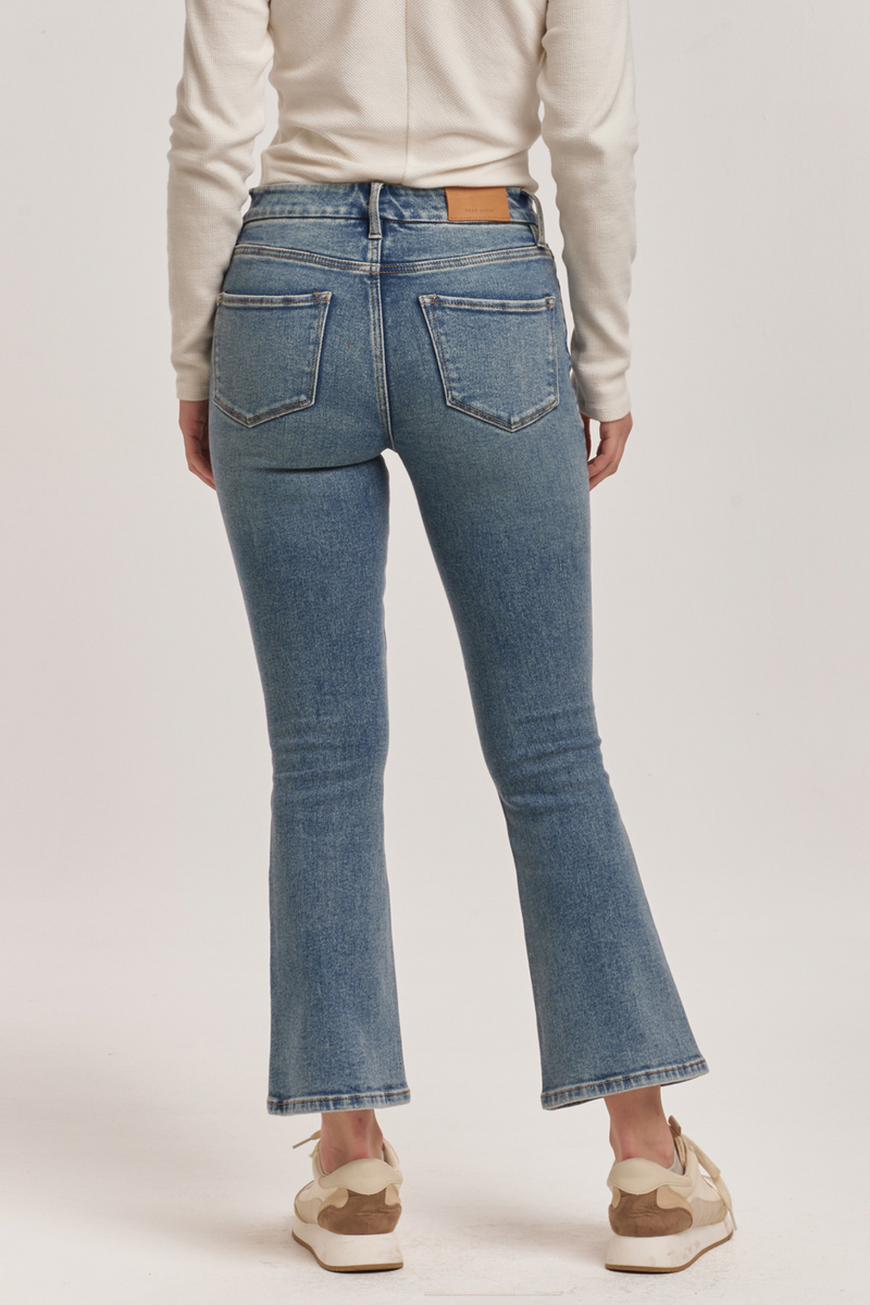 Light Gray Jeanne High Rise Cropped Flare Jeans | Antique Wash Pant