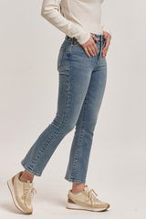 Light Gray Jeanne High Rise Cropped Flare Jeans | Antique Wash Pant