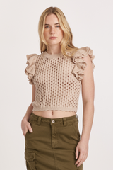 Dark Olive Green Marina Crochet Top Top