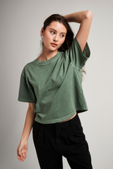 Gray Relaxed Crop Tee Crop Tee