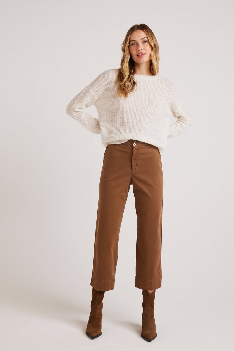 Light Gray Sofia Wide Leg Crop Pant | Spiced Brown Pant