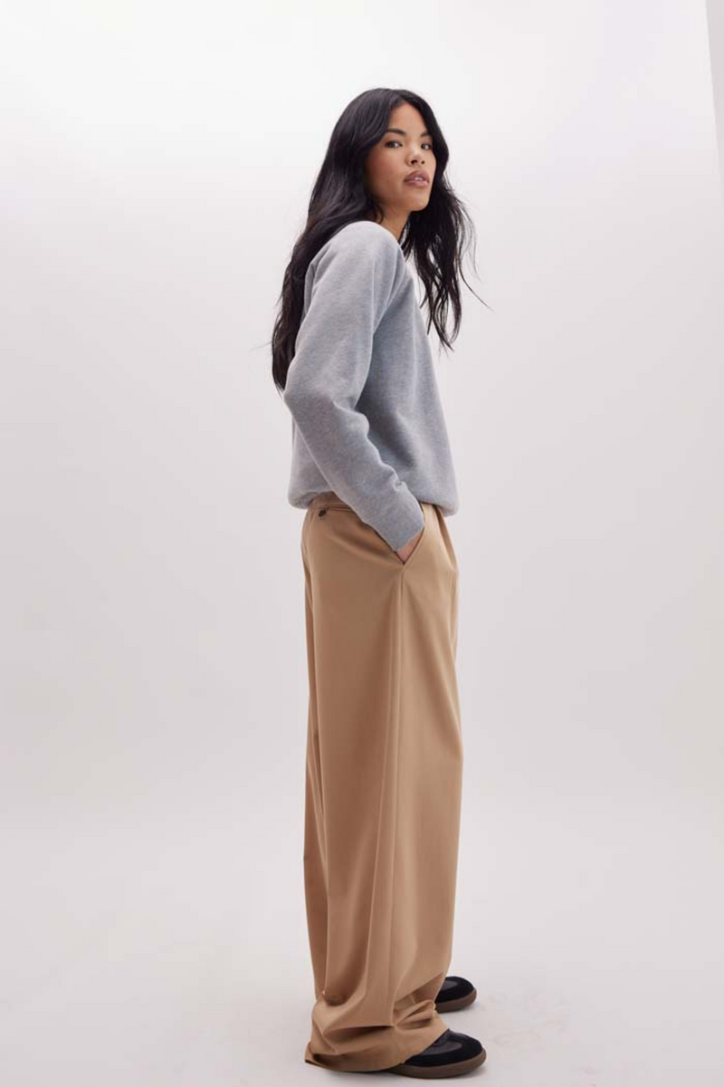 Light Gray Sophia Fluid Wide Leg Trouser Pant