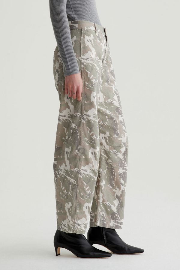 Light Gray Fiona High Rise Barrel | Urban Camo Grey Multi Pant