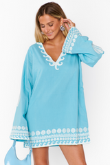 White Smoke Malia Mini Dress in Blue Capri Shells Mini Dress