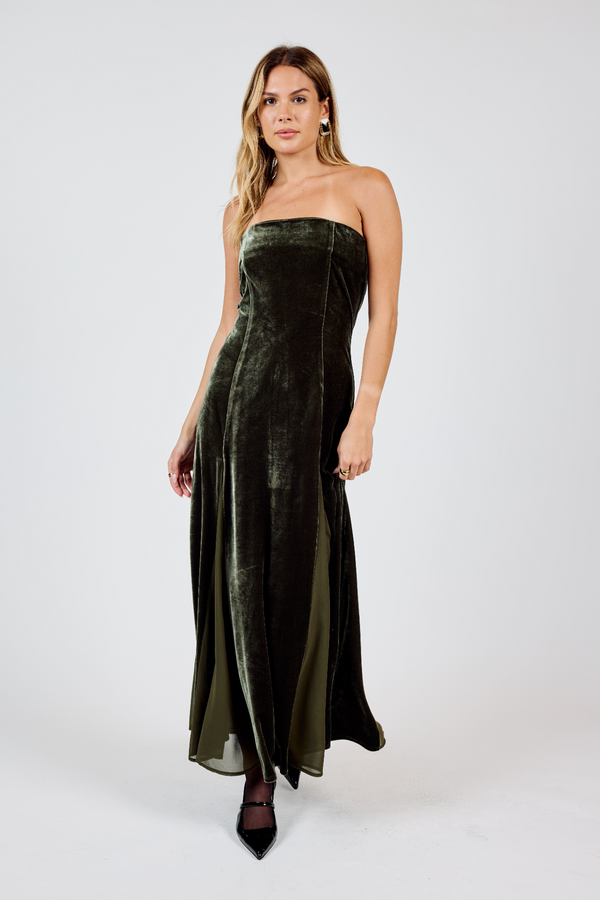 Light Gray Midnight Oil Strapless Maxi Dress Maxi Dress