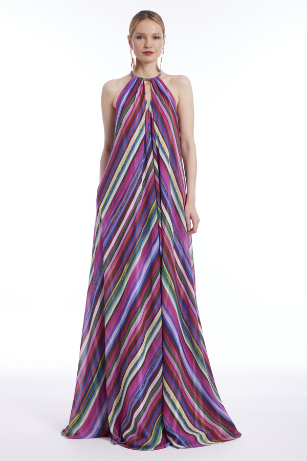 Lavender Stripe Halter Gown GOWN