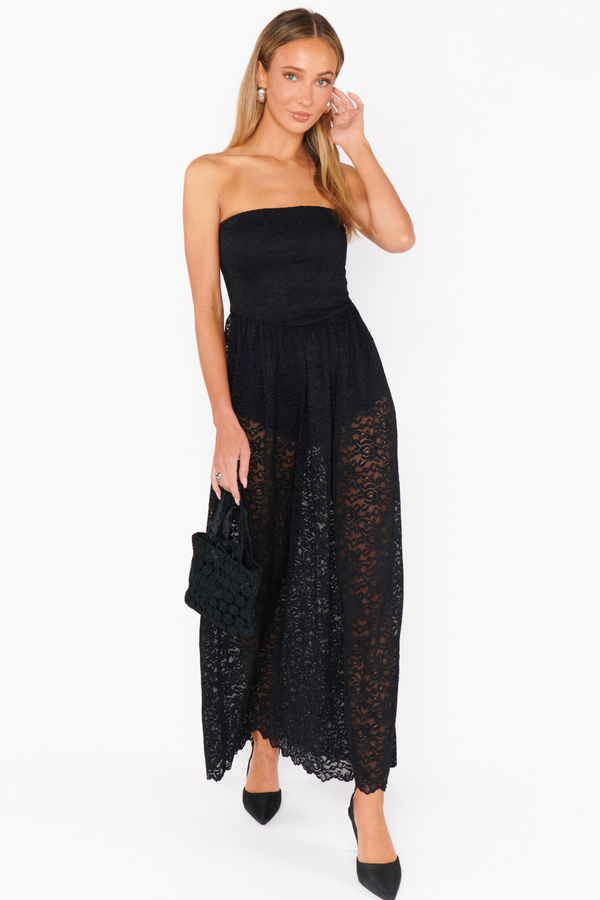 Black Diana Drop Waist Dress Maxi Dress